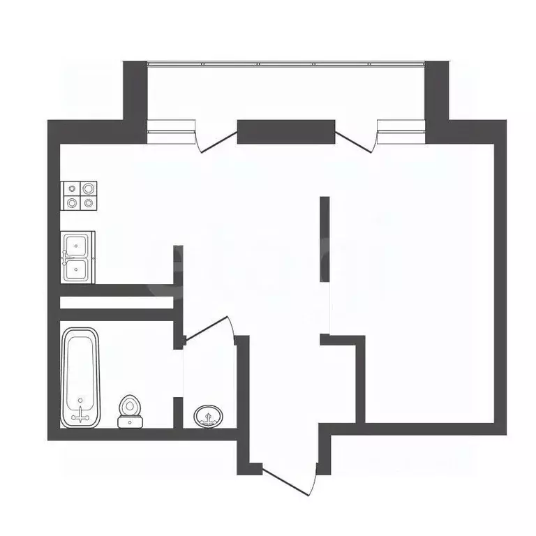 Студия Тюменская область, Тюмень ул. Ю.-Р.Г. Эрвье, 24к1 (29.5 м) - Фото 1