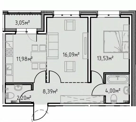 2-к кв. Иркутская область, Иркутск Иркутск-2 мкр, Зенит жилой комплекс ... - Фото 1