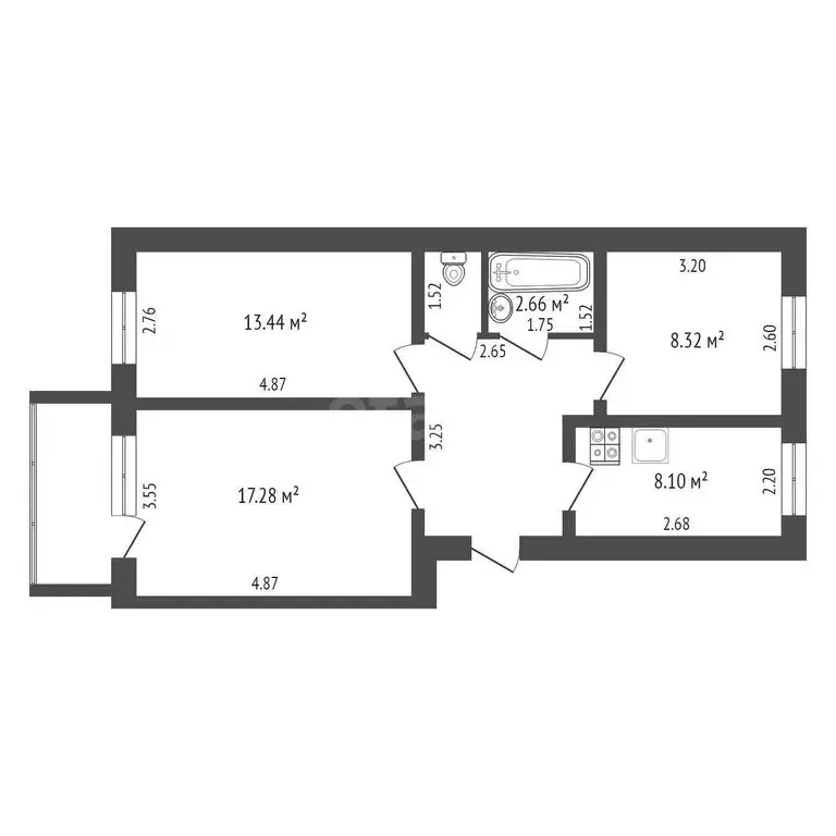 3-комнатная квартира: Абакан, улица Стофато, 10 (59.3 м) - Фото 1