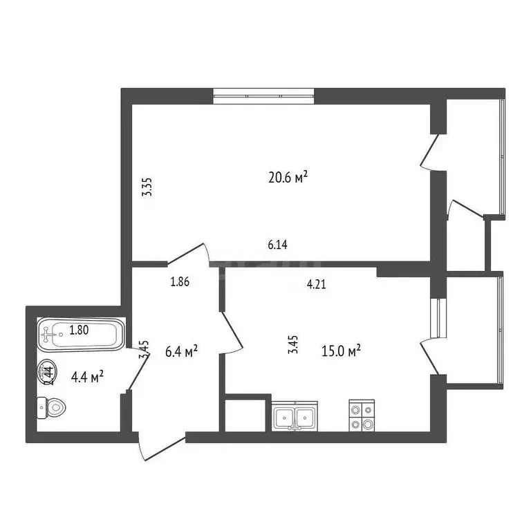 1-комнатная квартира: Вологда, микрорайон Зелёный Город, 4 (44.6 м) - Фото 1