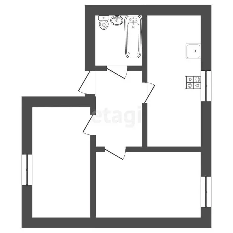 2-комнатная квартира: Ишим, улица Фрунзе, 68 (43.6 м) - Фото 0