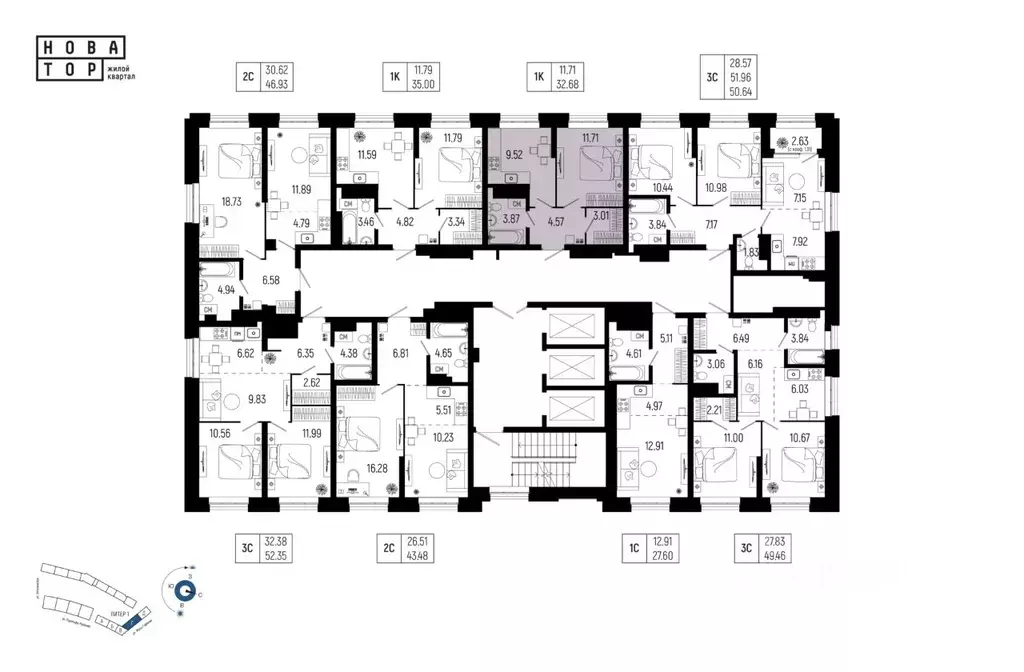 1-к кв. Башкортостан, Уфа Глумилино-1 мкр, Новатор жилой комплекс ... - Фото 2