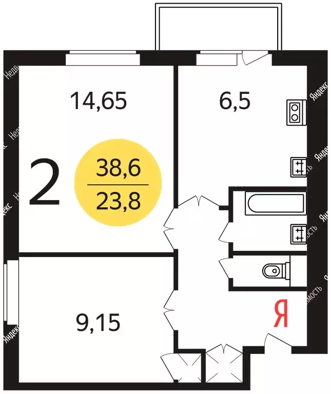 2-комнатная квартира: Москва, Нагорная улица, 17к3 (39 м) - Фото 1