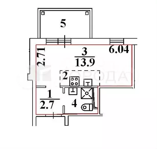 Квартира-студия, 26,7 м, 13/17 эт. - Фото 0