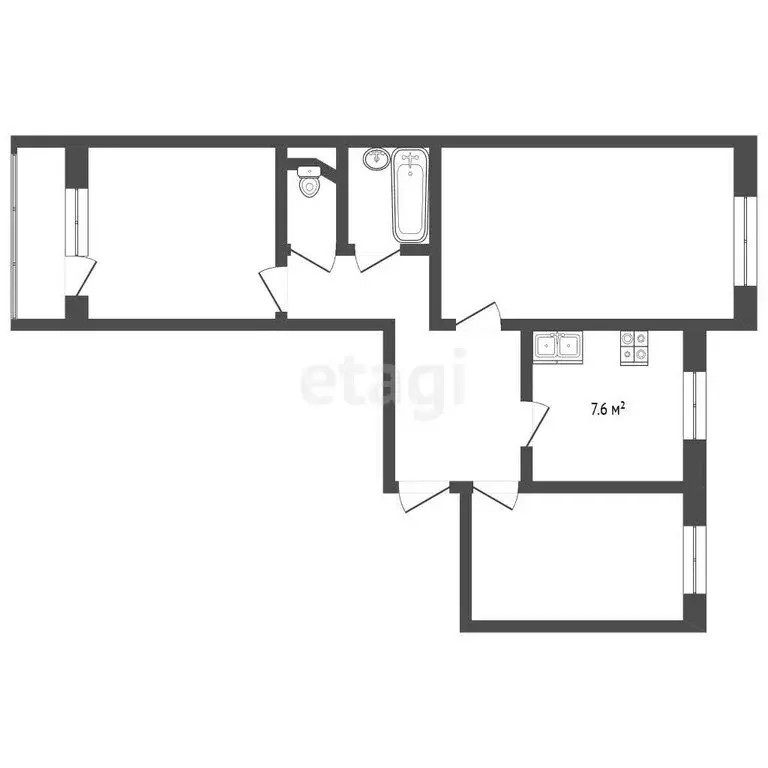 3-комнатная квартира: Орёл, Артельный переулок, 4 (65.9 м) - Фото 1