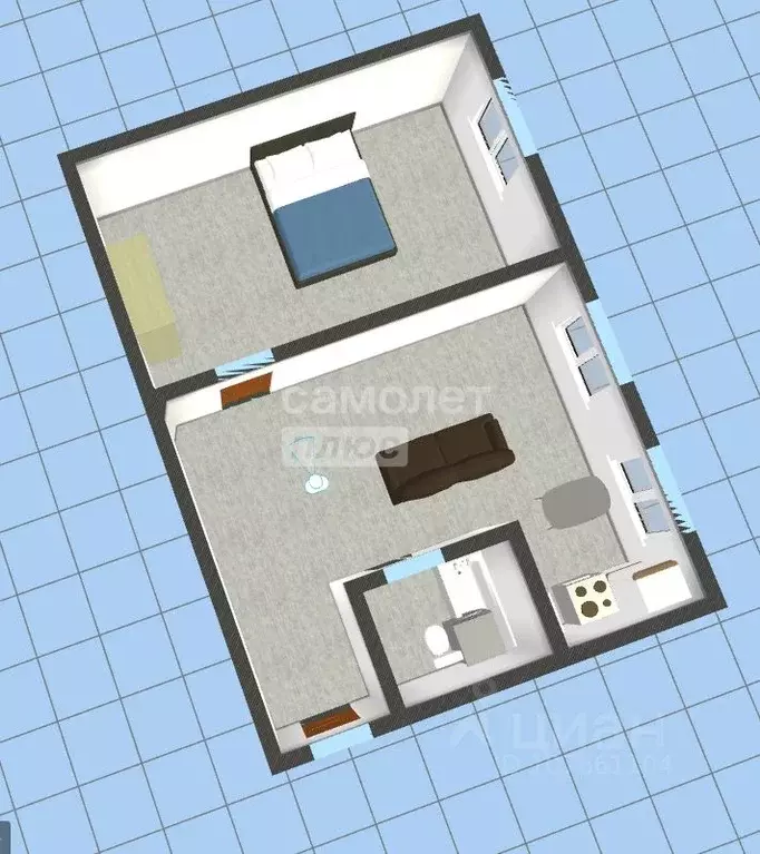 2-к кв. Липецкая область, Липецк ул. Фурманова, 41 (47.3 м) - Фото 2