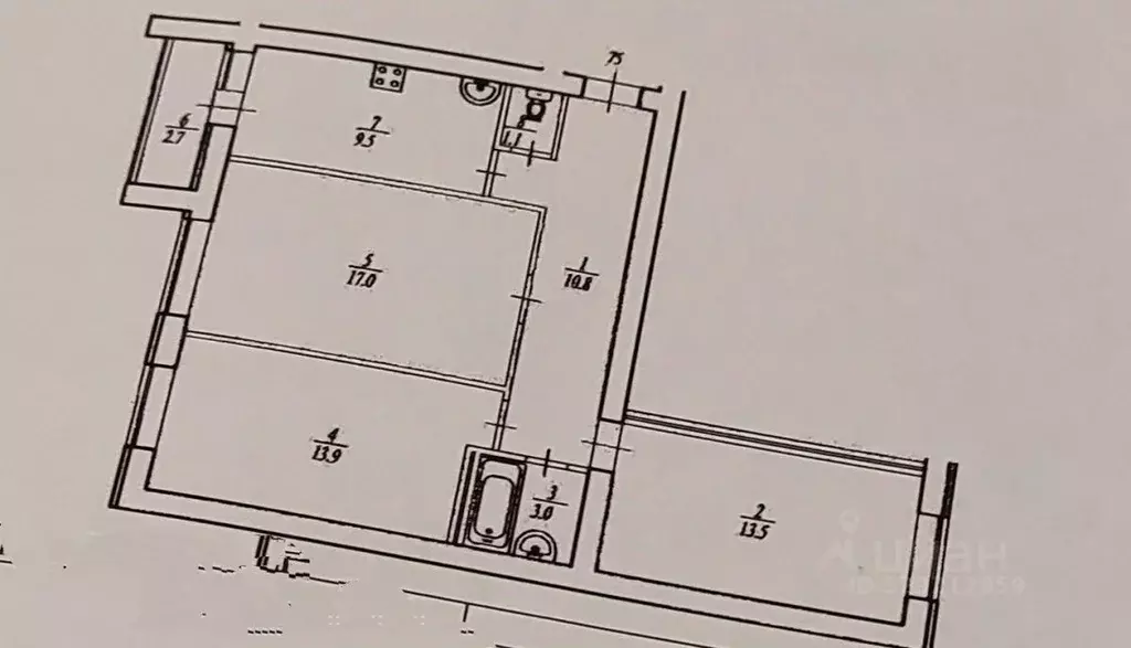3-к кв. Башкортостан, Уфа ул. Мира, 46 (68.8 м) - Фото 2
