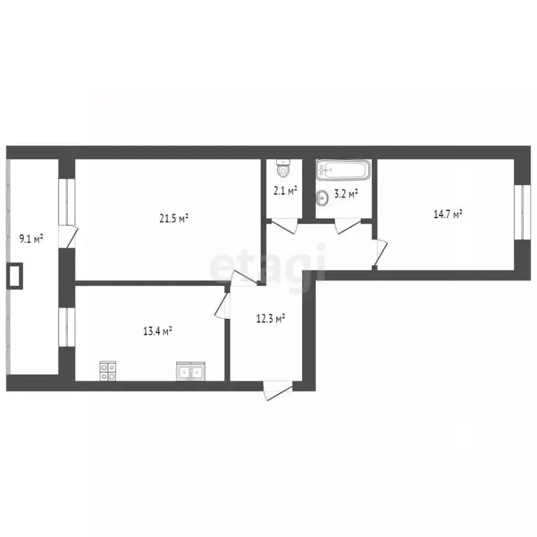 2-к кв. Тюменская область, Тюмень ул. Тимофея Кармацкого, 11 (71.0 м) - Фото 0