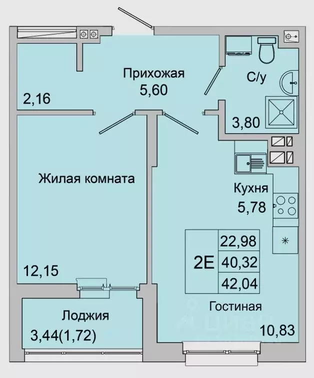 2-к кв. Ростовская область, Батайск ул. Булгакова, 11 (42.04 м) - Фото 0