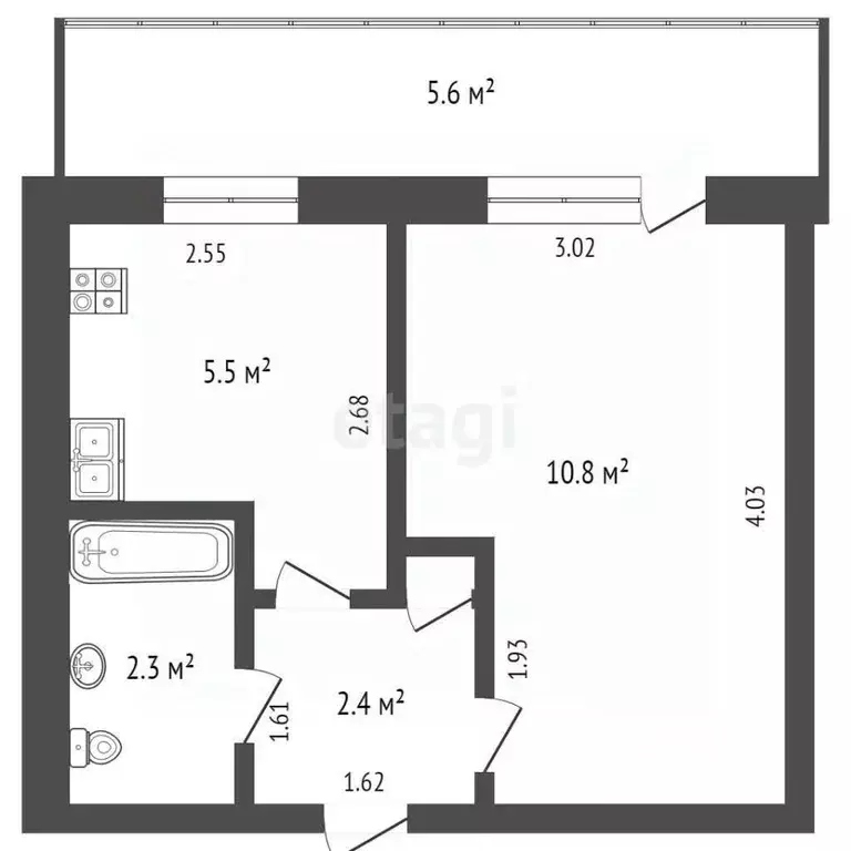 1-к кв. Крым, Сакский район, с. Уютное ул. Кирова, 6 (21.3 м) - Фото 2