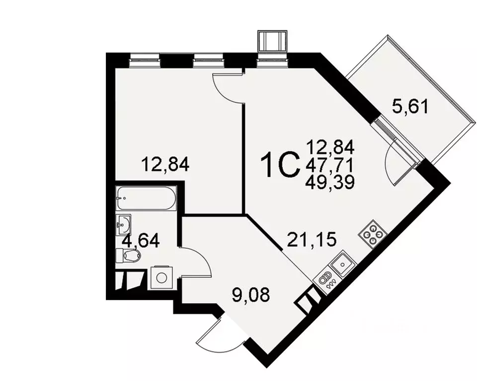 1-к кв. Тульская область, Тула Хлебная пл. (49.39 м) - Фото 0