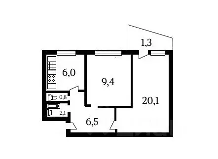 2-к кв. Белгородская область, Шебекино ул. Ленина, 78 (43.5 м) - Фото 1