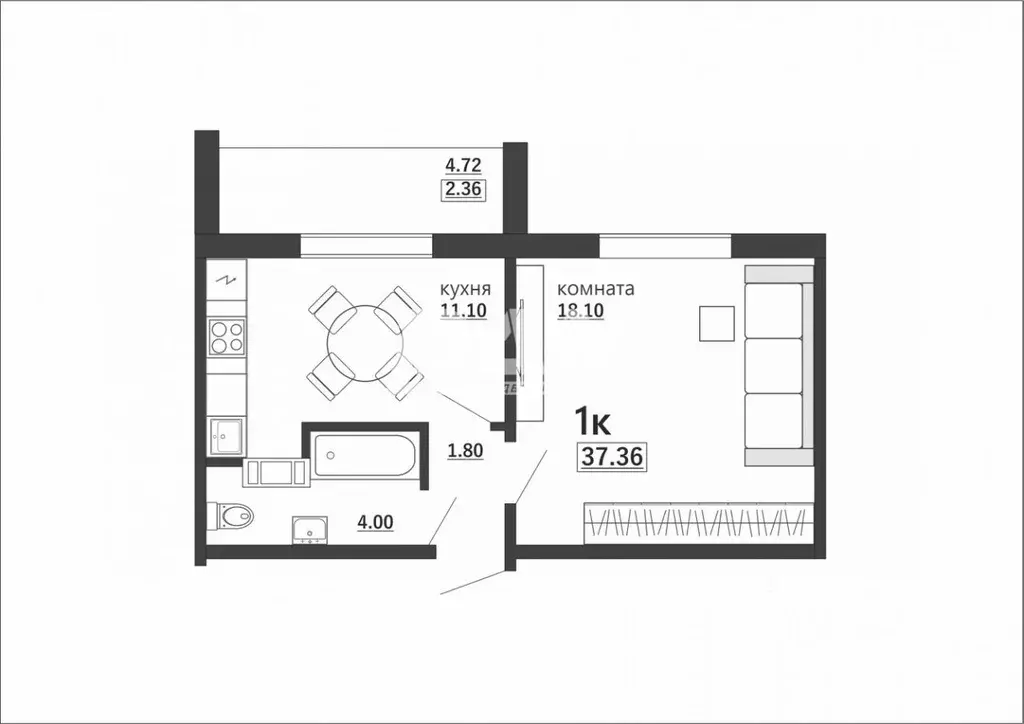 1-к кв. Челябинская область, Челябинск Артиллерийская ул., 97 (34.6 м) - Фото 2