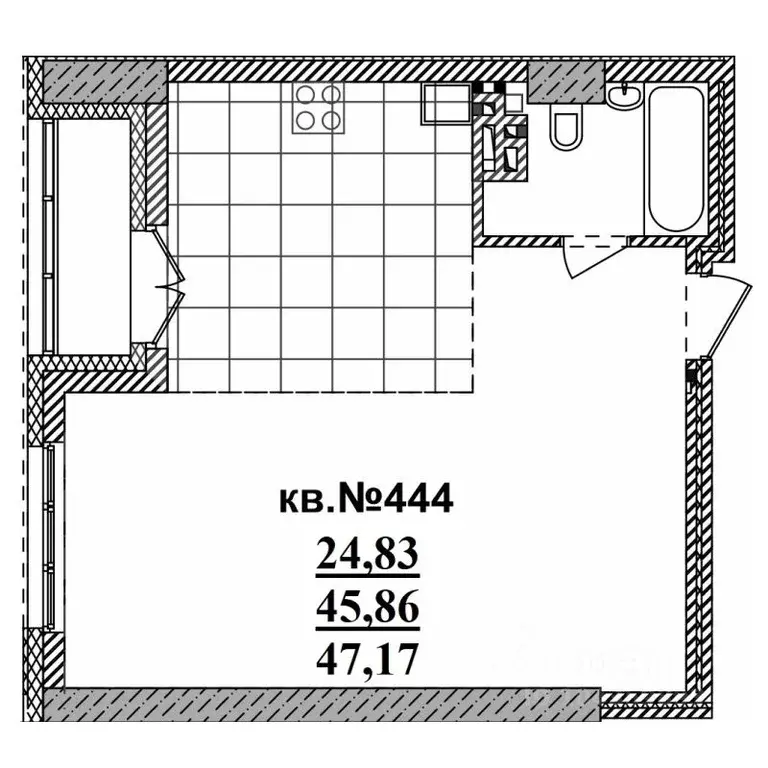 Студия Новосибирская область, Новосибирск Садовая ул., 17 (47.17 м) - Фото 0