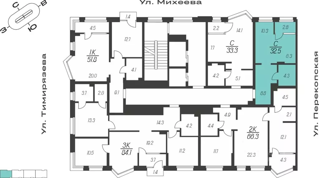 Студия Тульская область, Тула ул. Михеева, 9А (32.5 м) - Фото 1