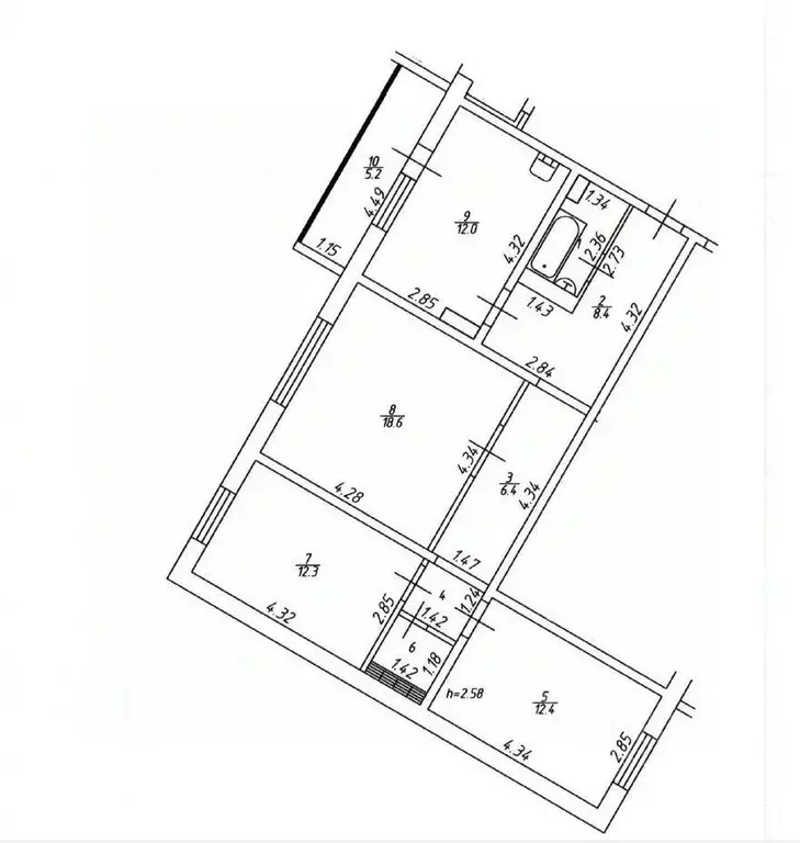 3-к кв. Ханты-Мансийский АО, Ханты-Мансийск ул. Энгельса, 56 (76.6 м) - Фото 2
