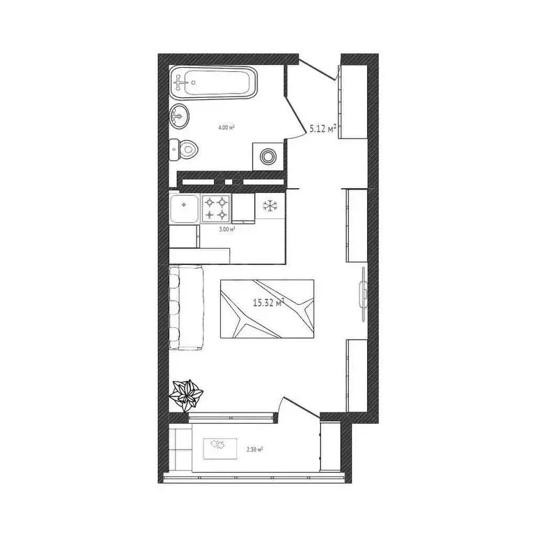 Квартира-студия: Новосибирск, Красный проспект, 180 (30.4 м) - Фото 1
