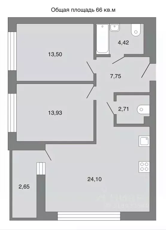 2-к кв. Свердловская область, Екатеринбург ул. Новгородцевой, 15 (66.0 ... - Фото 0