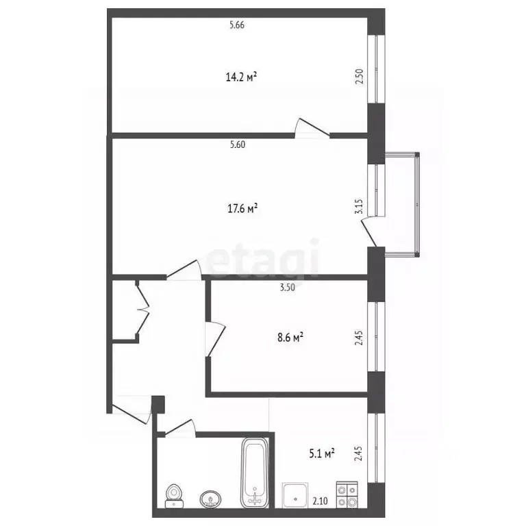 3-к кв. Омская область, Омск просп. Королева, 2А (57.0 м) - Фото 2