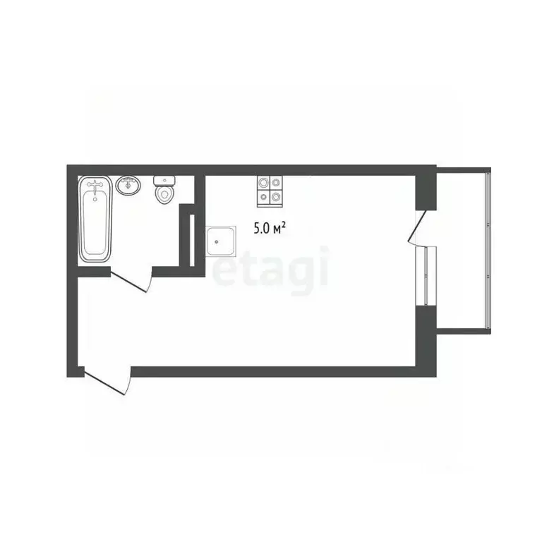 Студия Тюменская область, Тюмень Велижанская ул., 66к1 (25.4 м) - Фото 1