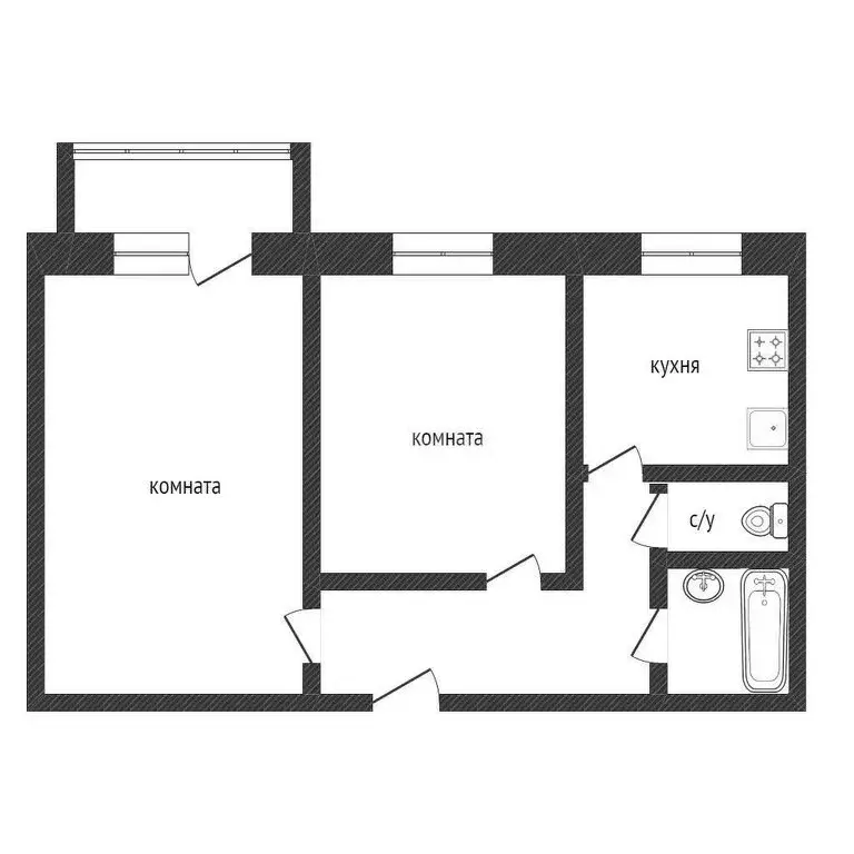 2-комнатная квартира: Курган, улица Яблочкина, 6 (50.2 м) - Фото 0