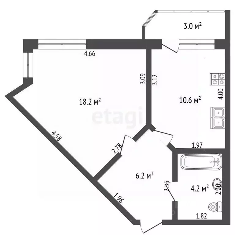 1-к кв. Астраханская область, Астрахань Жилая ул., 6 (39.2 м) - Фото 2