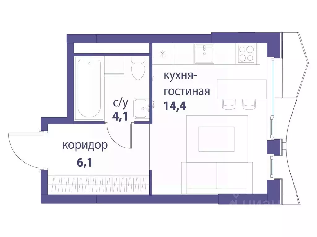 Студия Москва Символ жилой комплекс (24.7 м) - Фото 0