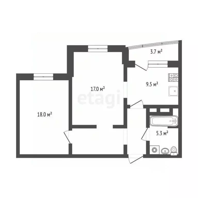 3-к кв. Тюменская область, Тюмень ул. Федюнинского, 58к1 (58.7 м) - Фото 1