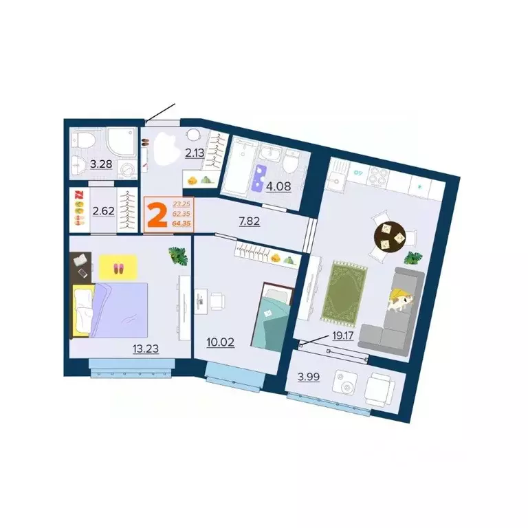 2-к кв. Брянская область, Брянск Московский мкр, Микрорайон Акватория ... - Фото 1