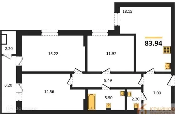 Продаётся 3-к квартира, 84.55 м - Фото 0