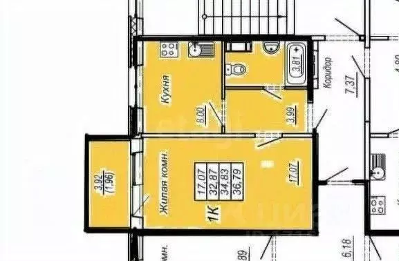 1-к кв. Хабаровский край, Хабаровск ул. Героев Пассаров, 12/1 (40.0 м) - Фото 2