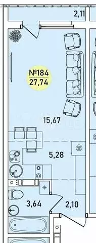 Квартира-студия, 27,7 м, 4/9 эт. - Фото 0