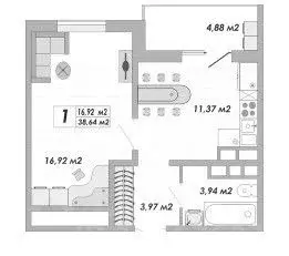 1-к кв. Оренбургская область, Оренбург ул. Гаранькина, 27 (44.74 м) - Фото 2