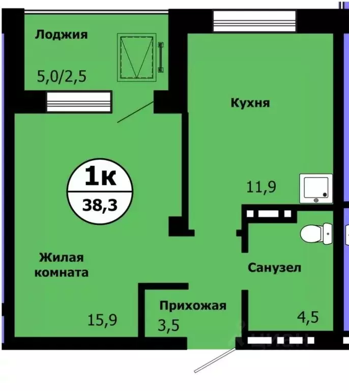 1-к кв. Красноярский край, Красноярск ул. Лесников, 49 (37.5 м) - Фото 0