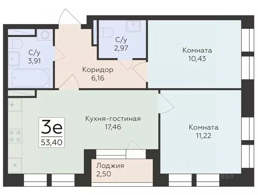 3-к кв. Воронежская область, Воронеж ул. Матросова (53.4 м) - Фото 0