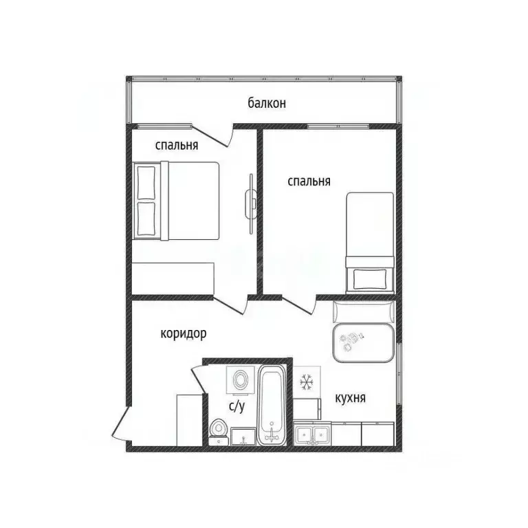 2-к кв. Приморский край, Владивосток ул. Крыгина, 80 (39.9 м) - Фото 1