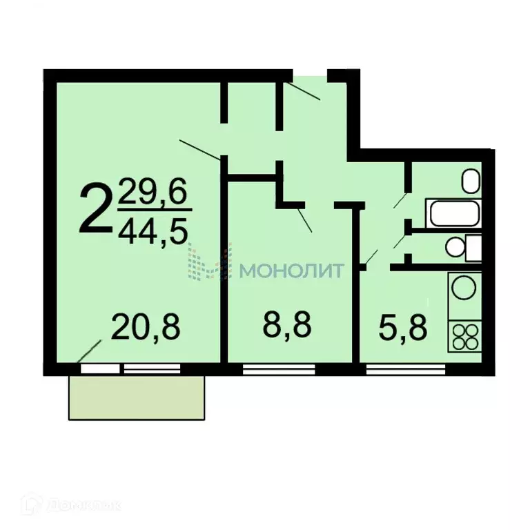 Продаётся 2-к квартира, 44.5 м - Фото 0