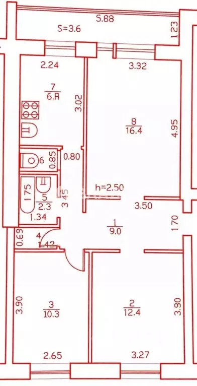 3-к кв. Брянская область, Брянск ул. Димитрова, 33 (63.0 м) - Фото 2