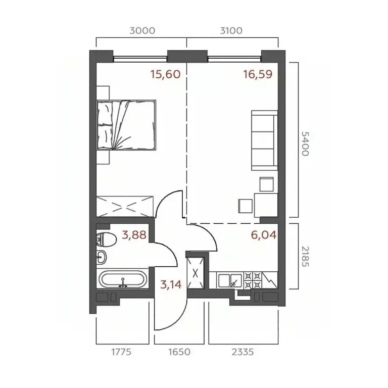 1-к кв. Иркутская область, Иркутск ул. 6-я Советская, 2 (45.25 м) - Фото 0