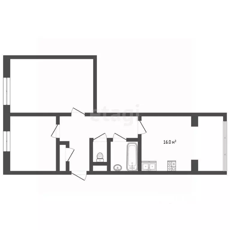2-к кв. Ханты-Мансийский АО, Нягань 2-й мкр, 2 (49.0 м) - Фото 1