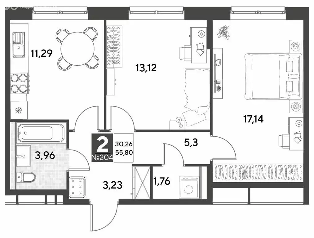 2-комнатная квартира: Калуга, улица Болдина, 22/1 (55.8 м) - Фото 0