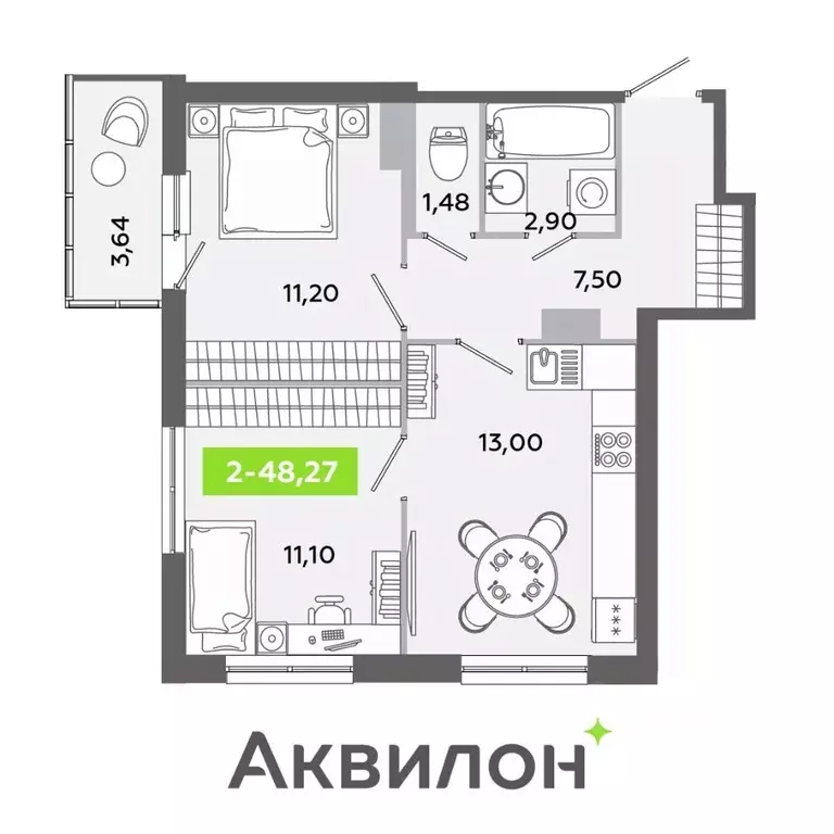 2-к кв. Ленинградская область, Всеволожский район, Заневское городское ... - Фото 0