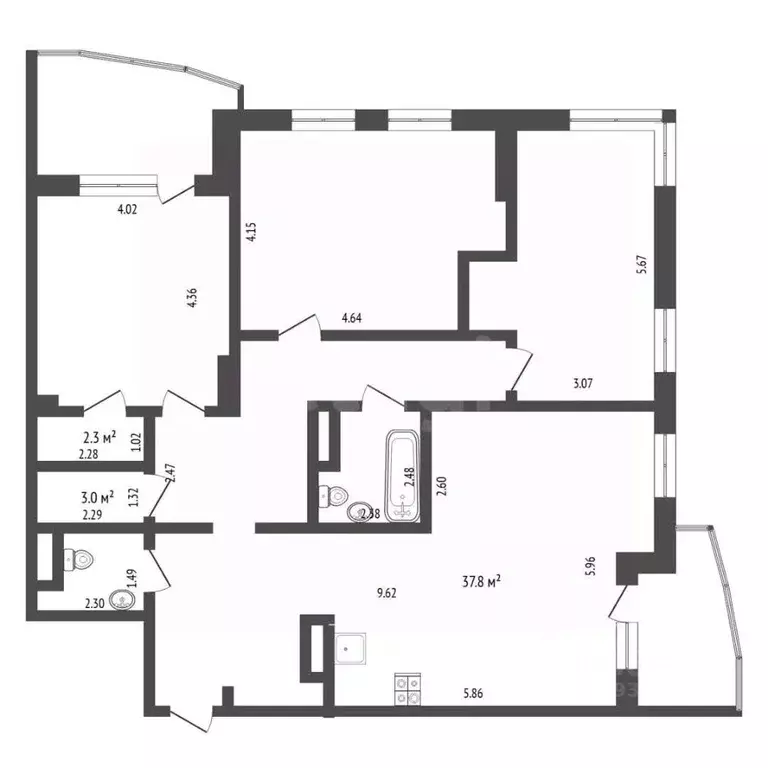 3-к кв. Тюменская область, Тюмень ул. Мельникайте, 30к2 (131.8 м) - Фото 2