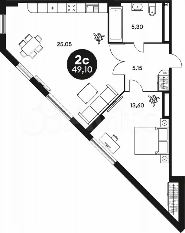 Апартаменты-студия, 49 м, 7/22 эт. - Фото 0