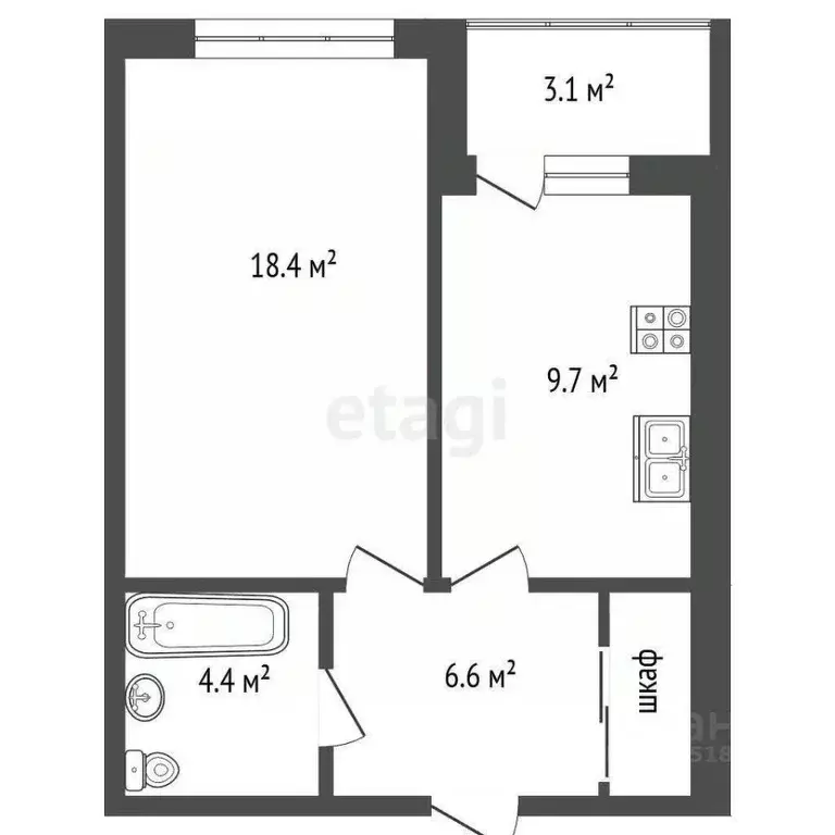 1-к кв. Ростовская область, Ростов-на-Дону Западный мкр, ул. Жмайлова, ... - Фото 2