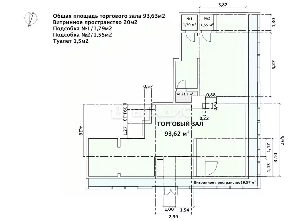 Помещение свободного назначения в Москва Зеленый просп., 77К1 (104 м) - Фото 1