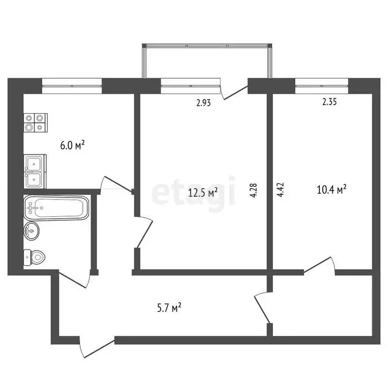 2-комнатная квартира: Ярославль, улица Нефтяников, 32 (41.8 м) - Фото 0
