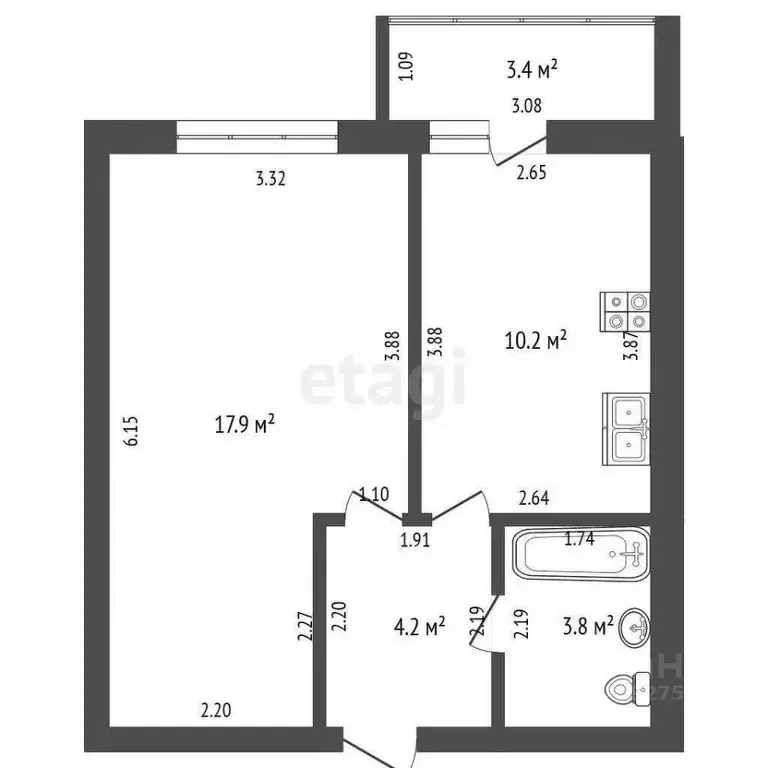 1-к кв. Тамбовская область, Тамбов Свободная ул., 4к2 (36.1 м) - Фото 1