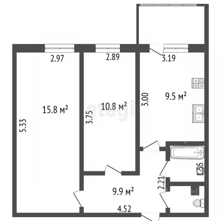 2-к кв. Камчатский край, Петропавловск-Камчатский Дальневосточная ул., ... - Фото 2