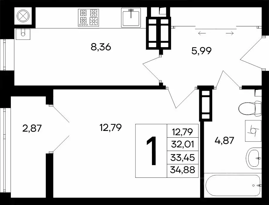1-к кв. Крым, Евпатория Сезоны жилой комплекс (34.88 м) - Фото 1